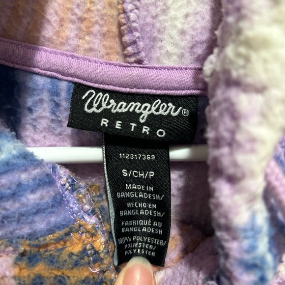 Wrangler Retro® Western Vintage Style Plaid Fleece Hoodie Women’s Small Fall - Picture 4 of 9